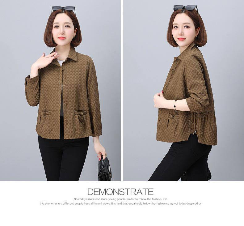 Damska koszula casual z długim rękawem na wiosnę i jesień 2024: Luźny krój, modna i elegancka bluzka petite