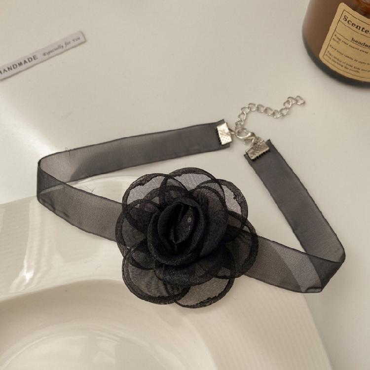 Soft Flower Tie Cravat Necklace Wedding Jewelry Gift for Women Teens Girls