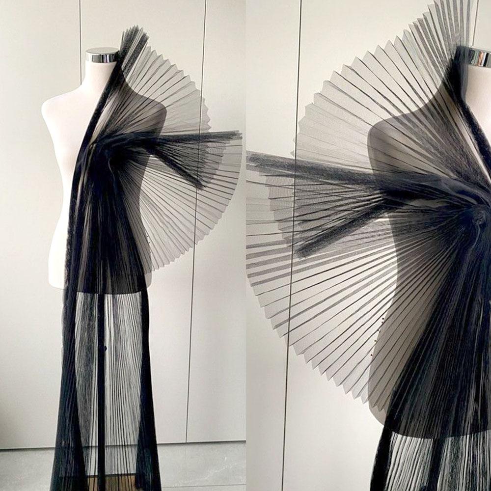 Stiff Pleated Organza Fabric Per Meter Designer Mesh Wide Styling Sewing Fashion Dress DIY Background Decoration Skirt Materials