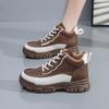 Fashion Natural Leather Autumn Women's Luxury Boot Casual Sneakers Beige Black And White Woman Shoes Sports Excercise Sport