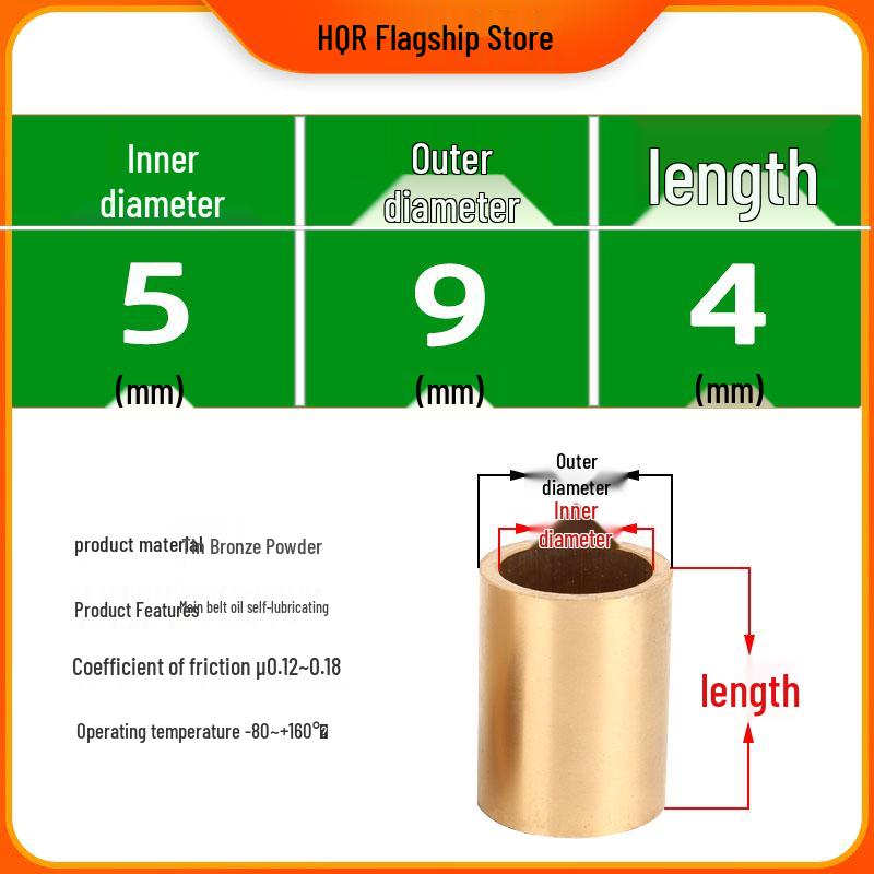Self-Lubricating Oil-Impregnated Copper Bearing Bushing, Inner Guide 3-5, 6-8, 10-14, 15-32