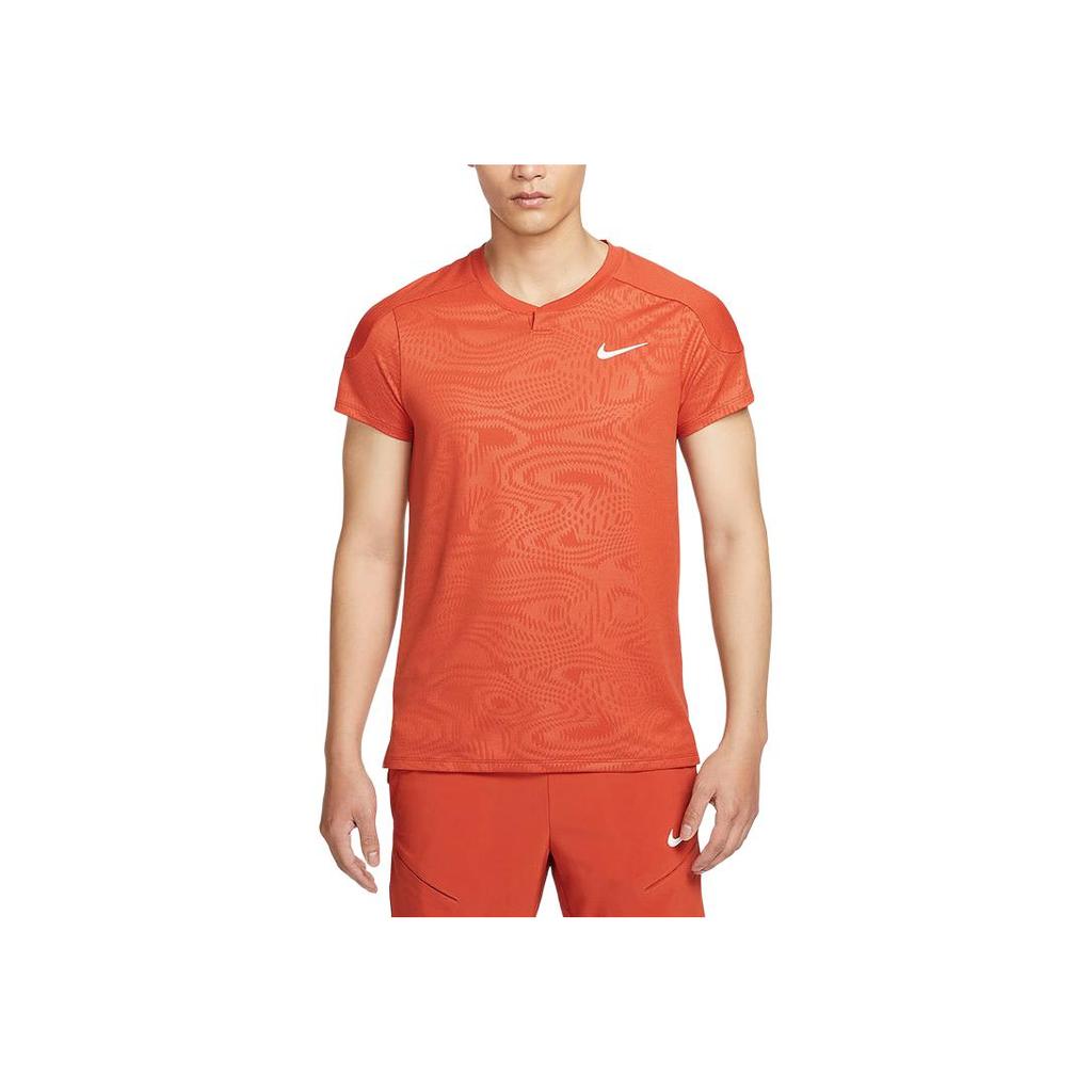 Nike Court Slam Printed Logo Crew Neck Short Sleeve T-Shirt Men tops Rust FD5263-811
