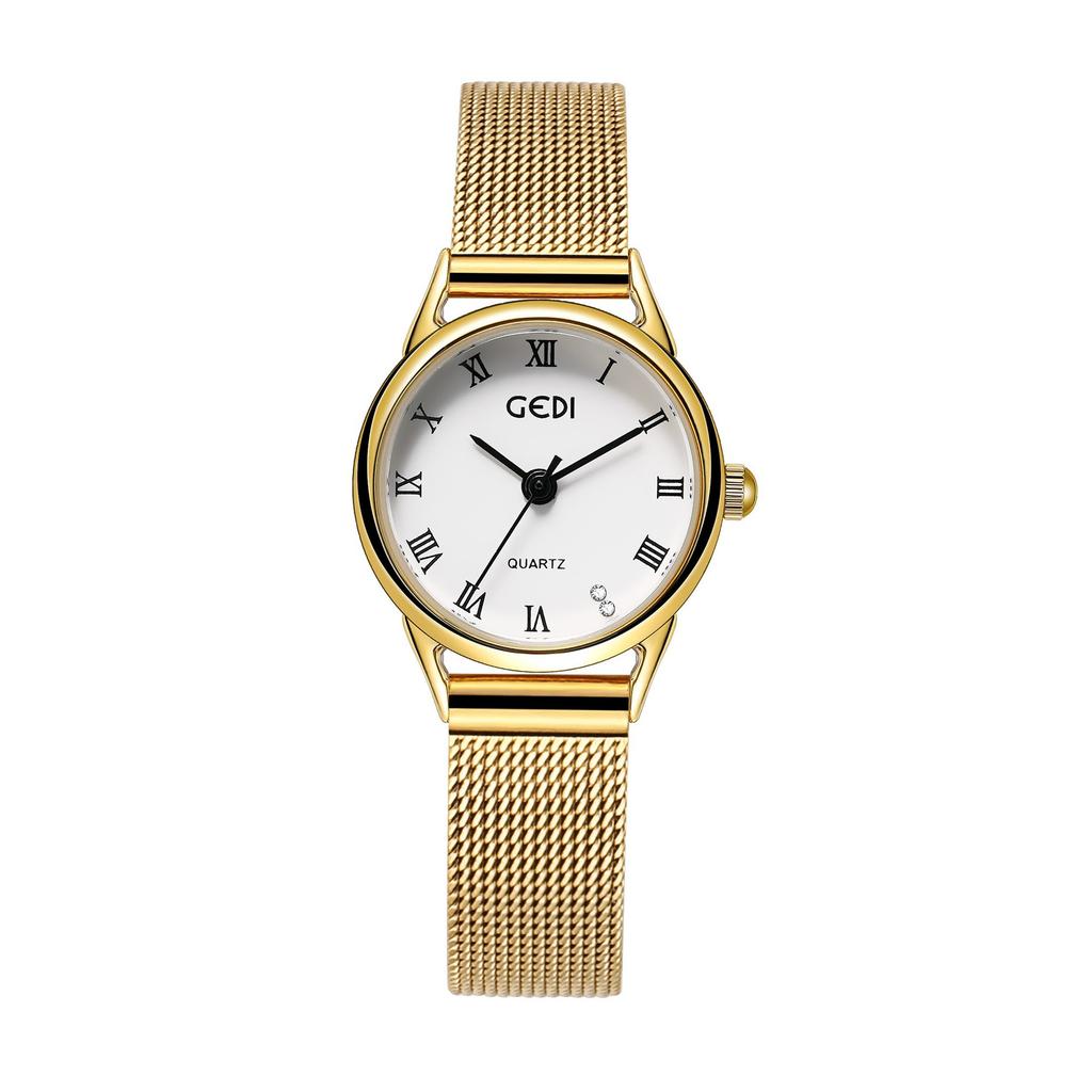 Medieval Small Plate Stainless Steel Mesh Belt Women'S Creative Rhinestone Roman Scale Retro Quartz Watch
