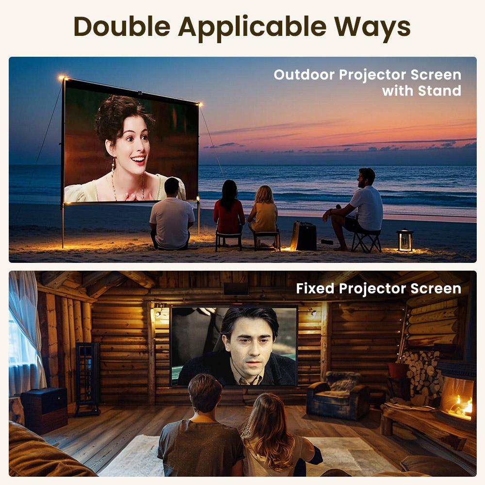 ETOE 120" Portable Projection Screen – 4K Ultra-HD, 160° Viewing Angle – Outdoor Cinema & Camping