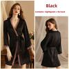 Seductive Sexy Pajamas Ice Silk Nightgowns Long Sleeves Silk Lace Loungewear