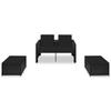 vidaXL 3-tlg. Garten-Lounge-Set mit Auflagen Poly Rattan Schwarz