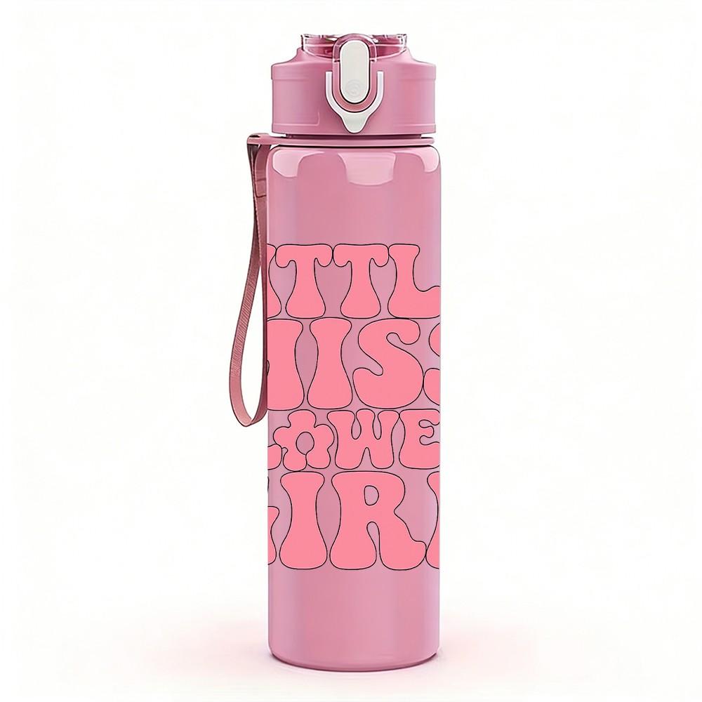 1PC Little Miss Flower Girl Letter 750ml Color Plastic Sports Water Bottle Leakproof Flip Straw Lid Suitable for Sports Office Home Use