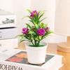 6 Colors Artificial Potted Plant 12*17cm Plastic Small Bonsai Flowers Rose Pot 5 Head Roses Wedding Home Hotel Decor