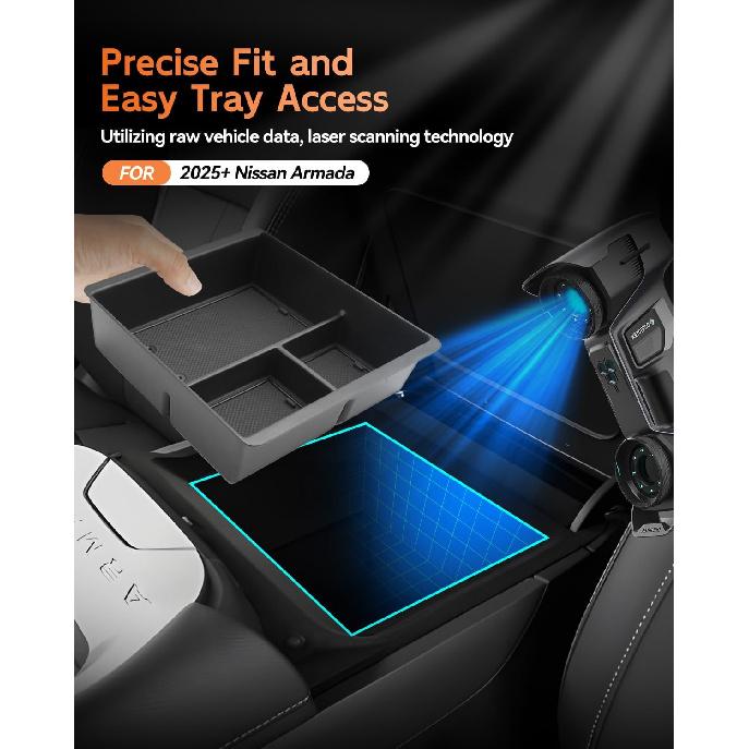 

CDEFG for 2025 2026 Nissan Armada Accessories Center Console Organizer Tray Armada (SV, SL, Platinum, Pro-4X, Platinum Reserve) Armrest Storage