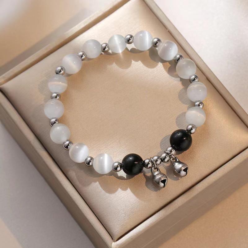 Obsidian & Cat's Eye Stone Women's Titanium Bracelet - Crystal Fashion Gift
