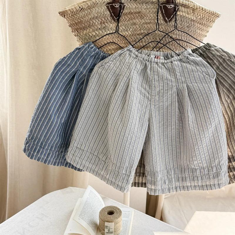 Mädchen Sommer Leinen Mückenschutz Caprihosen Koreanischer Stil Atmungsaktiv Elastischer Bund Kleinkind Kinder Outdoor Kleidung