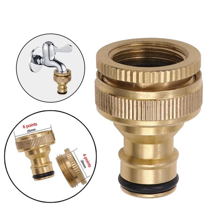 Venkovní konektor na kohoutek, mosazný adaptér 3/4" a 1/2", závitová redukce na hadici