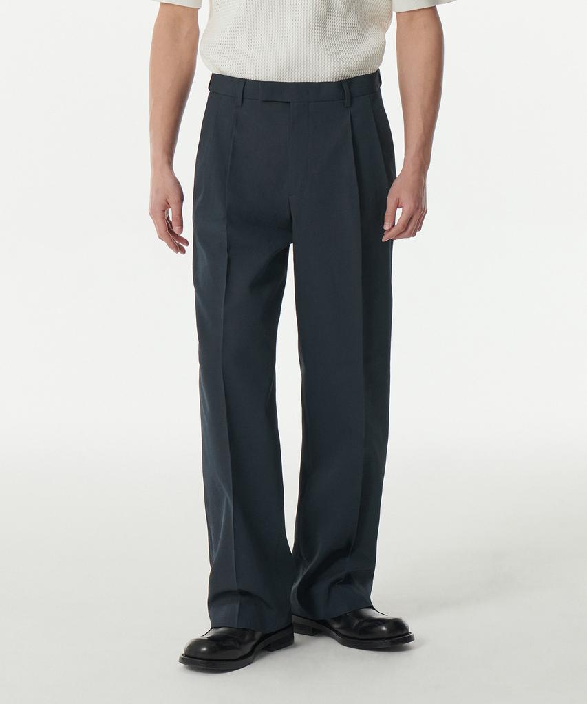 MUSINSA STANDARD Cool Touch To Tuck Wide Hidden Elastic Waist Slacks [Blue Gray]