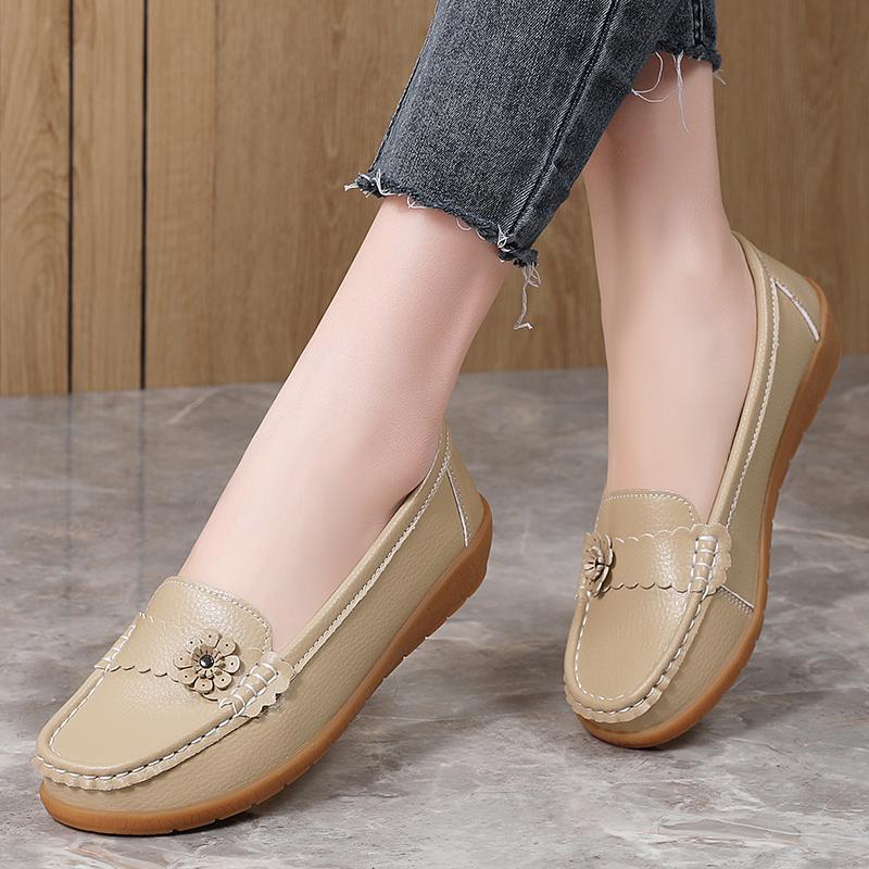 Scarpe Basse da Donna Mocassini Scarpe da Guida in Pelle Mocassini Floreale Casual Slip-on Estive Scarpe da Infermiera per Madre Taglie Grandi