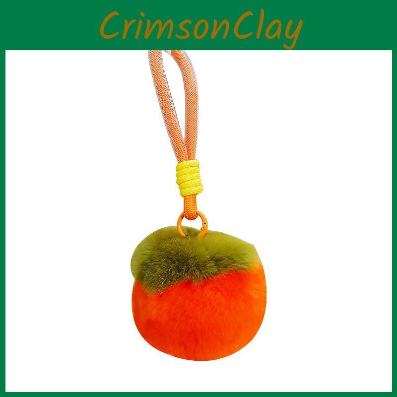 Soft Polyester Toy Key Holder Featuring Adorable Persimmon Squirrel Rabbit Car
