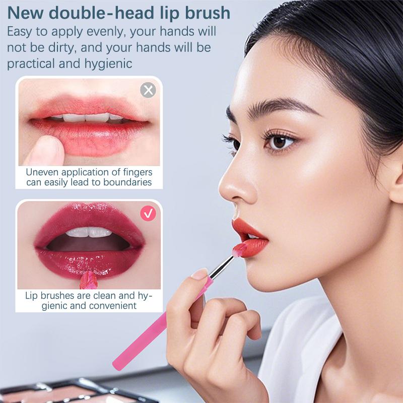2 Head Multi-Use Silicone Lip Brush Beauty Lipstick Lipgloss Applicator Makeup Organizer Tool Cosmetic Spatula Brush