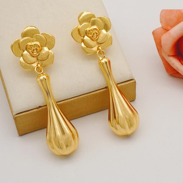 

Женские медные серьги-капли, хрустальные, модные, милые, красивые, свадебные, длинные серьги для невесты, африканские женские, медные, золотистого цвета, серьги-капли