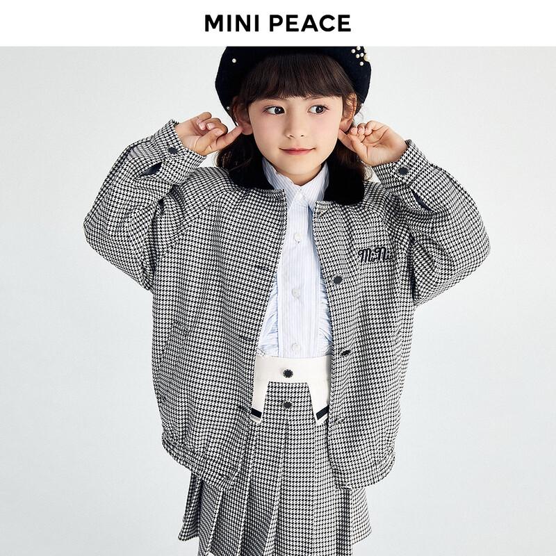 MiniPeace Girls  Plaid Lapel Jacket 130