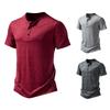 Magliette Henley estive casual slim fit da uomo, traspiranti, per palestra, allenamento, atletiche, con bottoni, basiche, leggere, a maniche corte