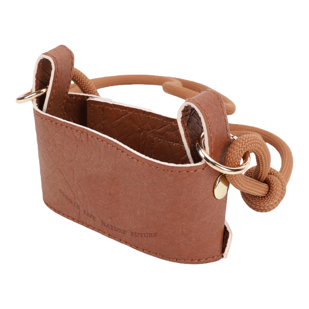 Water Bottle Carrying Sleeve Shoulder Strap Insulated PU Leather Cup Holder Protective Sleeve for Travel Daily Use