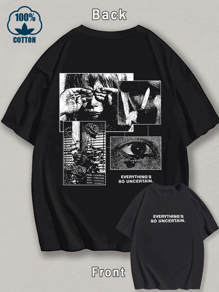 

Summer Men039;S Pure Cotton T-shirtLetter Black And White Poster Style Letter Front Unisex T-Shirt M