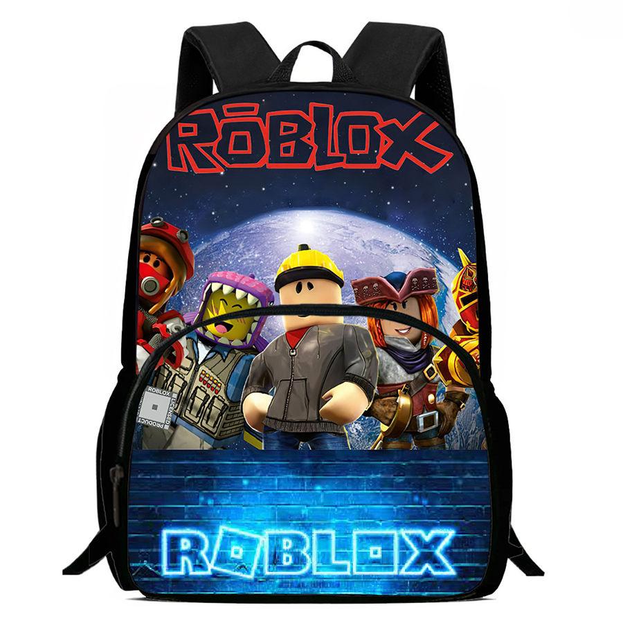 Dětský batoh s kresleným vzorem Roblox a přední kapsou, nastavitelným ramenním popruhem, unisex, vhodný pro chlapce a dívky ve věku 5-9 let