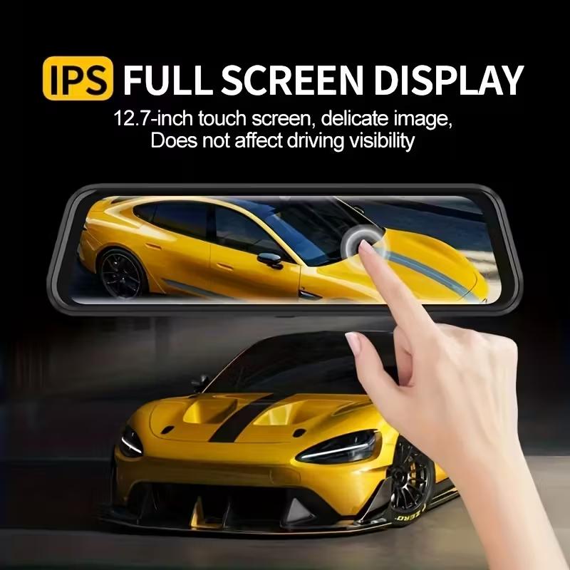 10" 4K Mirror Dash Cam for Cars, 4K Front and 1080P Rear View Backup Camera with Full Touch Screen, 170° Wide Angle, Night Visio