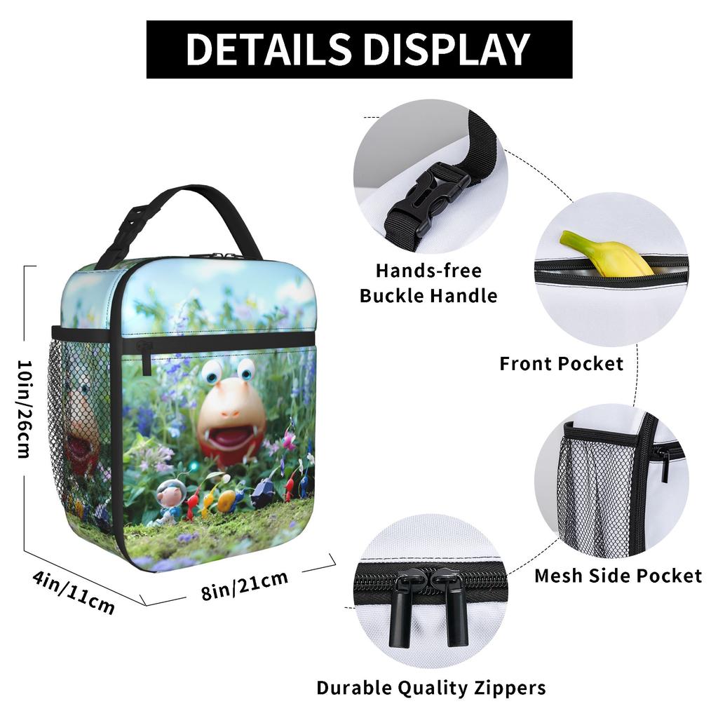 Pikmins Video Games Insulated Lunch Bag Portable Reusable Thermal Bag Lunch Box Tote Beach Picnic Girl Boy