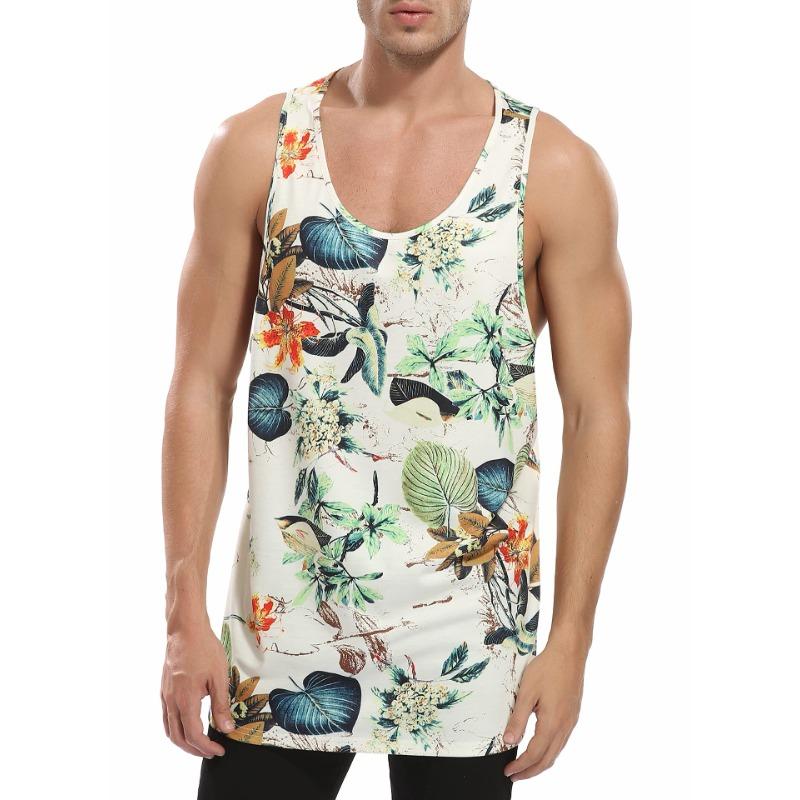 Men's Summer Print Hawaiian Style Vacation and Casual Summer Slim Print Personality Sleeveless Vest
