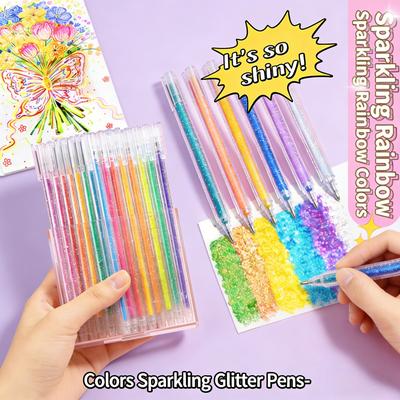 Gel Glitter Pen Set Sparkly Rainbow Glitter Pens For Art Drawing Journaling Scrapbooking Diy Crafts Coloring Books