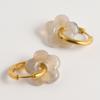 Bunte Blumen Glas Tropfen Anhänger Ohrringe Gold Farbe Kreis Ohrbügel Creolen Edelstahl Ohrringe Modeschmuck für Damen
