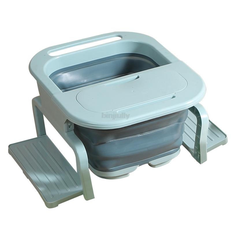 Foldable Footbath Plain Foaming Massage Bucket Plastic Foot Bath Basin Large Heightening Footbath Fording Barrel Reduce Pressure синий