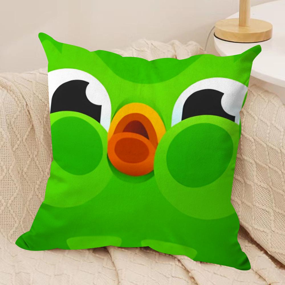 Cute DDuolingos Cushion Cover Silky Short Plush Sofa Pillow Cover Hidden Zipper Soft Dustproof Case for Home Decor