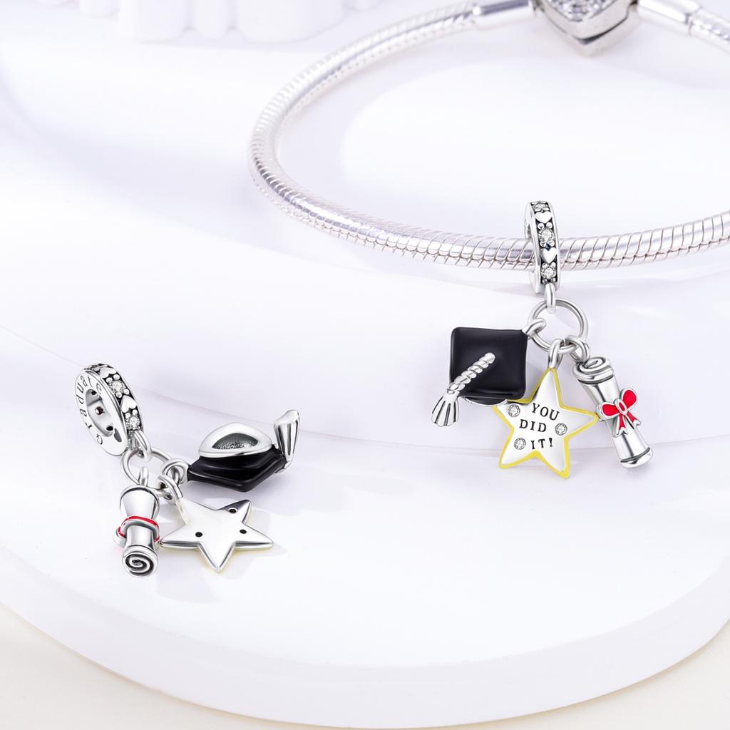Copper Plated Campus Bike Book Guitar Charm Beads Fit Original Bangle Pendent Dangle Bracelet For Women Diy Making Jewelry