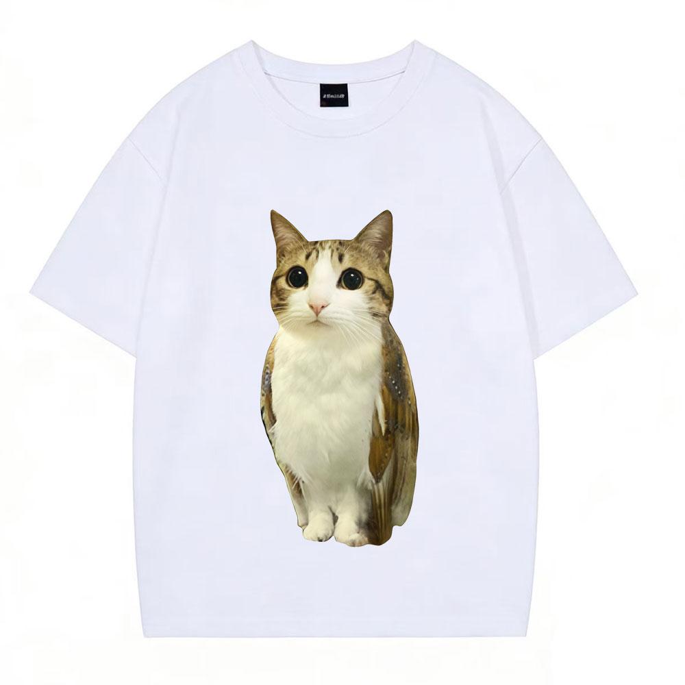 Cat Owl Funny Meowl Meme Brainrot Graphic Tshirts Unisex Unisex Fashion Short Sleeves Tshirt Cotton Oversized T Shirts Streetwear