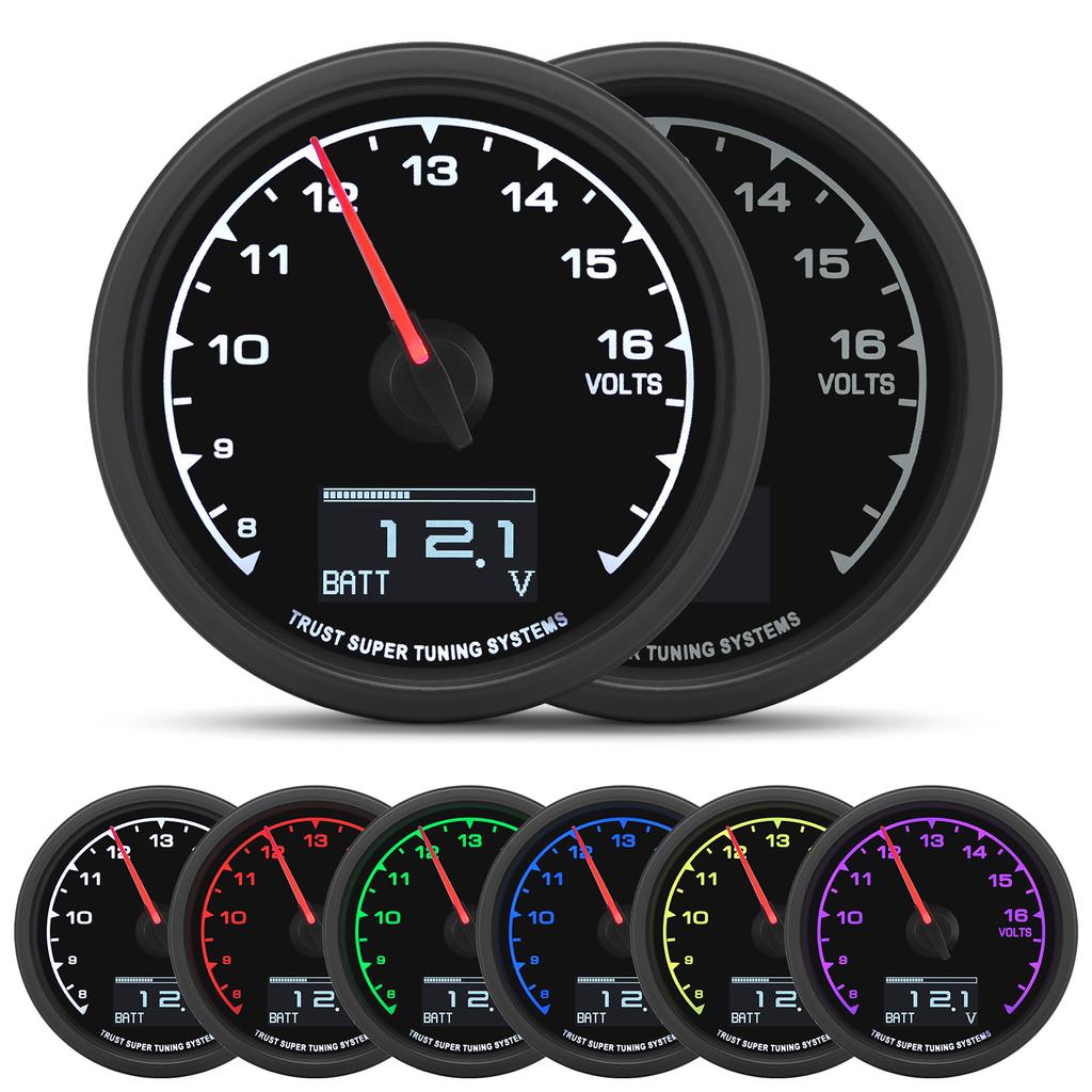 7 Colors LCD Car Racing Meter 60MM Vacuum Turbo Boost Water Temp Volt Oil Press Tachometer with Sensor for 4/6/8 Cylinder Cars