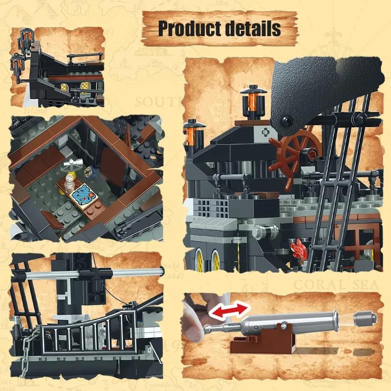 Pirates of The Caribbean Ship Queens Revenge Warship Black Pearl Sailboat Building Block Bricks MOC 4195 Assembly Toys Kid Gift