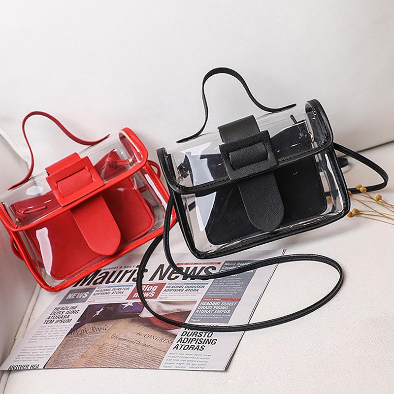 Women'S Transparent Square Sling Bag Cool Pvc Shoulder Bag Messenger Bag Waterproof Mobile Phone Bag