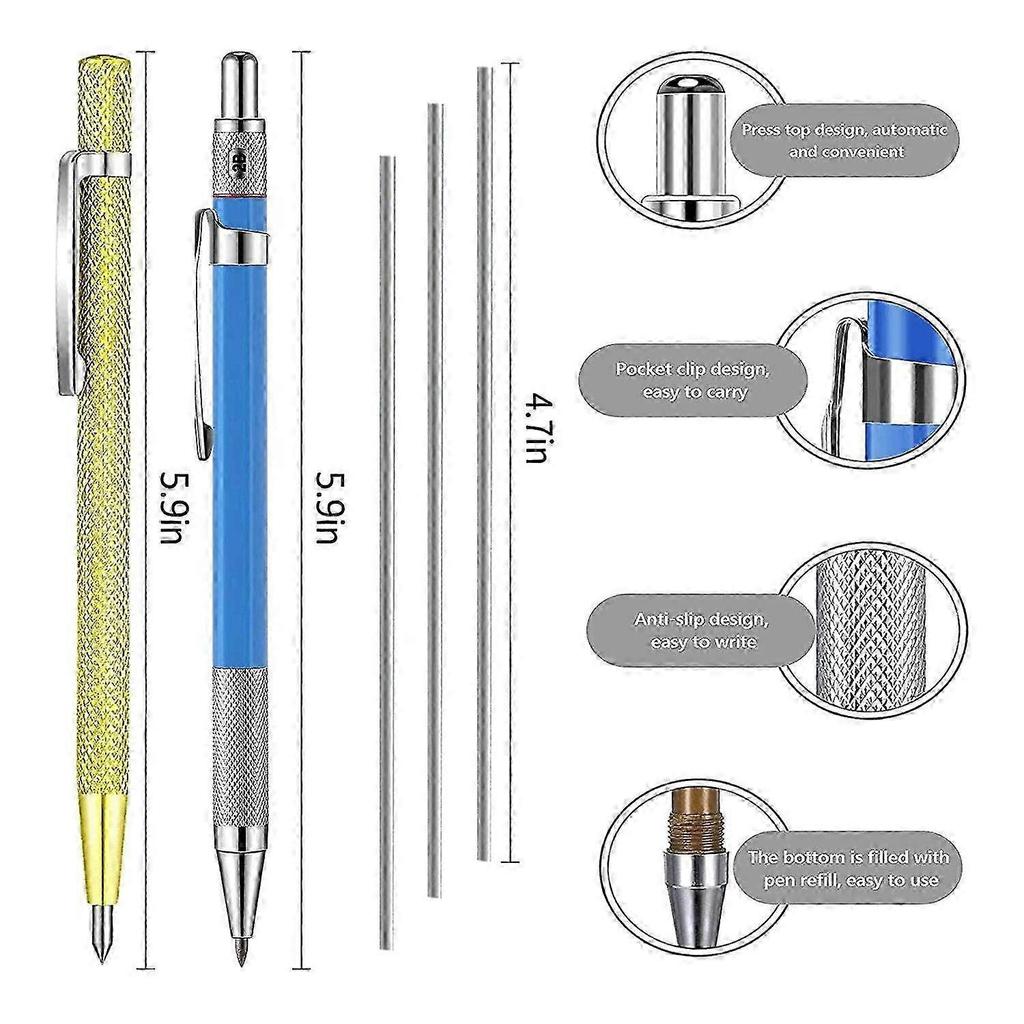 5 Packs Silver Streak Welders Pencil Set with Carbide Scriber Tool Solid Marker Metal Marking Tool