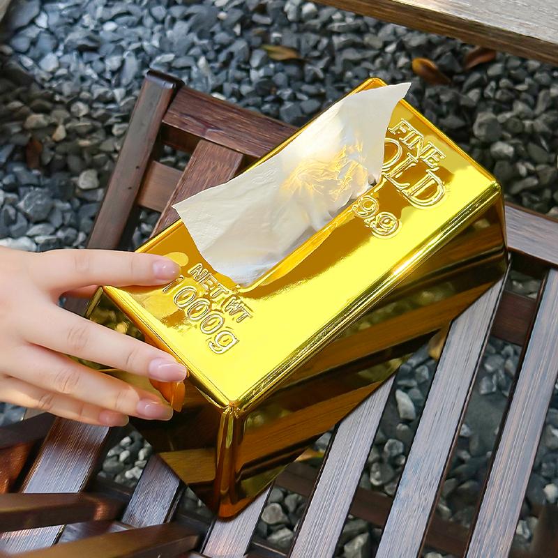 Miniso Scatola Porta fazzoletti in Mattoncini Creativi Hotel Simulazione di Lusso Lingotto d'Oro Scatola di Carta Scatola di Carta per Tovaglioli di Lusso Decorazione per la Casa