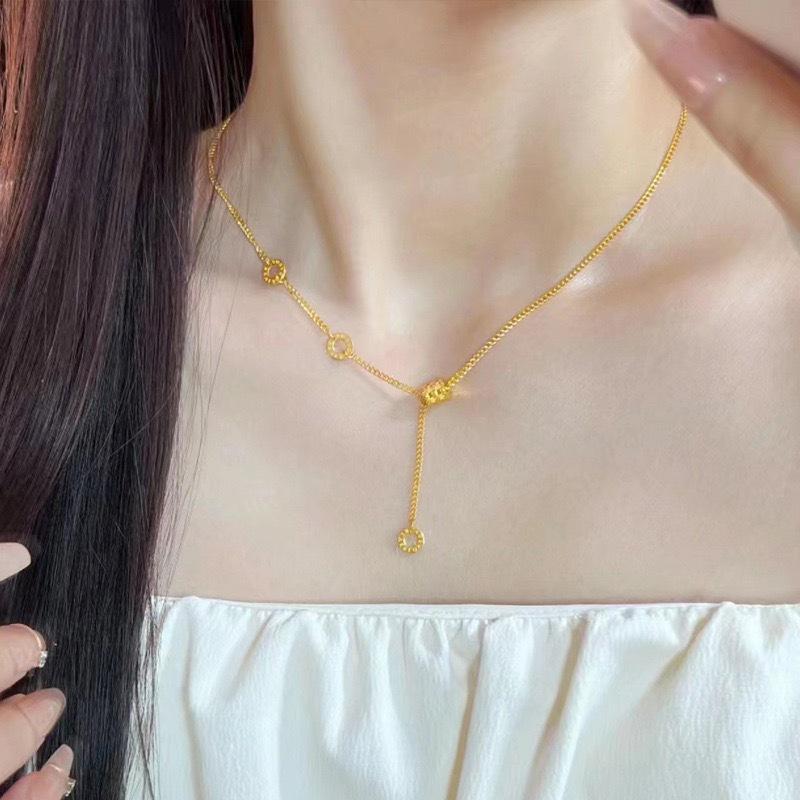 Roman Numerals Gold Clavicle Necklace - Classic, High-End, Small Waist Design for Women