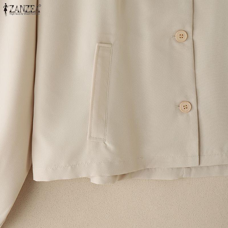 ZANZEA Women Casual Round Neck Solid Color Long Sleeve Blouse