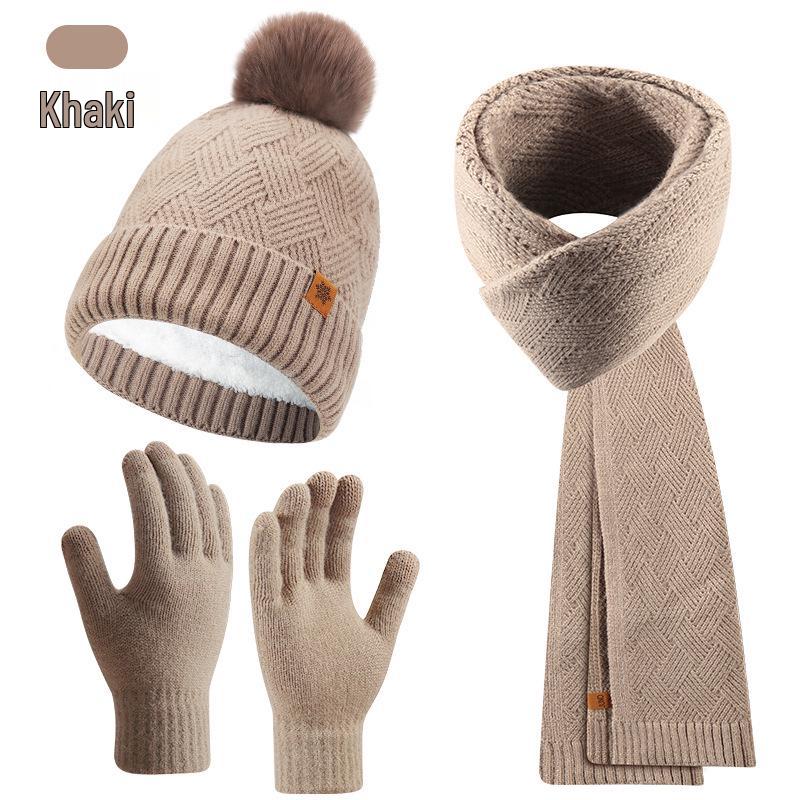 Women's Winter Knit Hat, Scarf, and Gloves Set - Double Layer Fleece Lined for Warmth