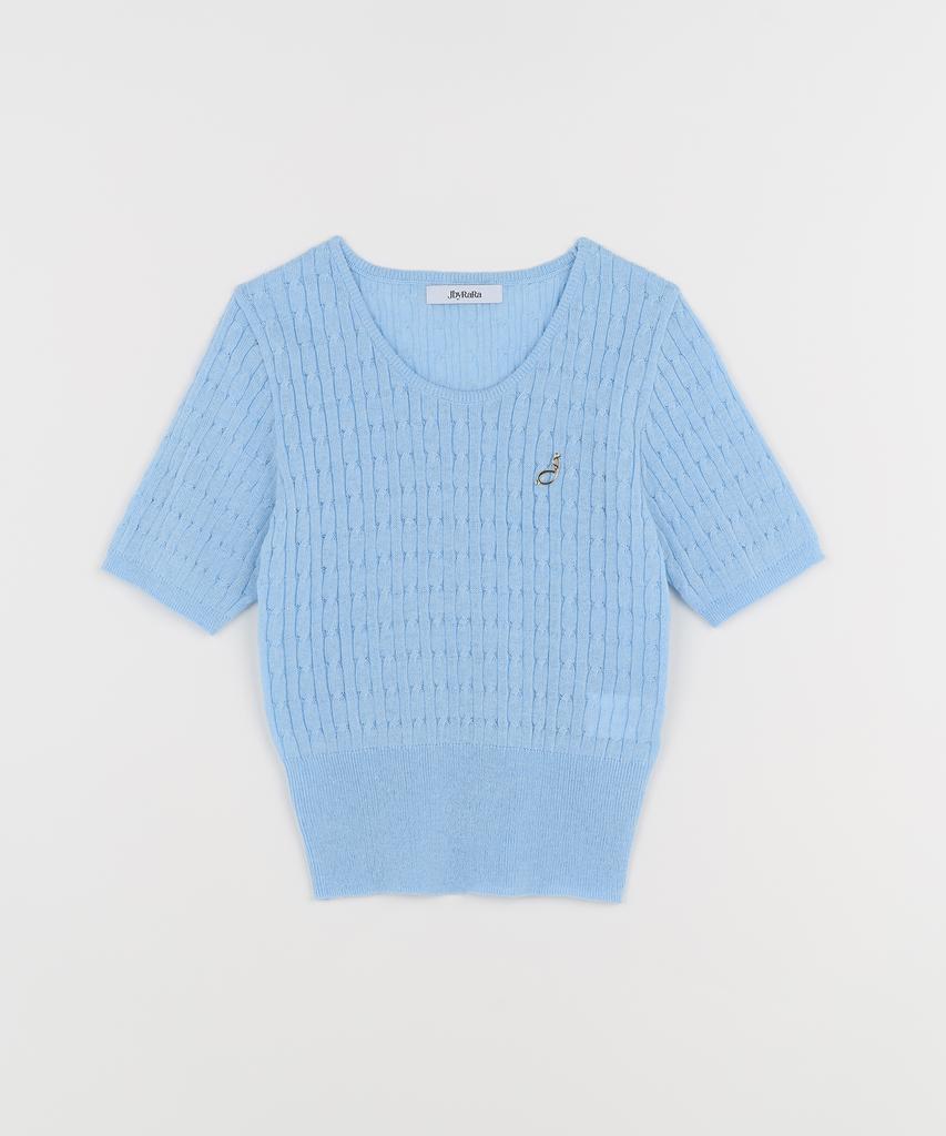 JBYRARA Linen Cable Short Sleeve Knit_Sky Blue