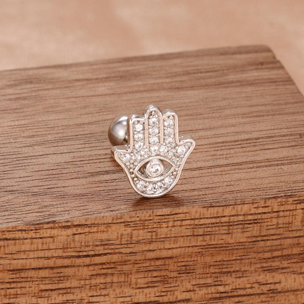 Copper Palm Eye Earrings with Zirconia Studs
