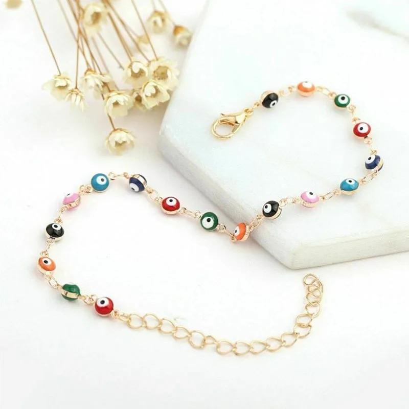 Creative Simple Turkish Evil Eye Womens Anklets Boho Charm Shell Foot Bracelet Summer Beach Accessories Personality Jewelry Gift