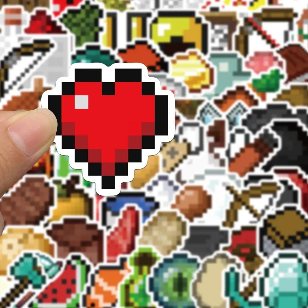 10/60PCS Pixels Game Stickers Vinyl  Steve My World Pixel DIY Stickers Scrapbooking Phone Luggage Skateboard Waterproof Decals
