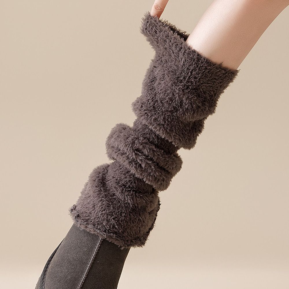 Fashion Solid Color Leg Warmers Thickened Coral Fleece Socks Warm Foot Cover Heap Socks Spring, Autumn and Winter