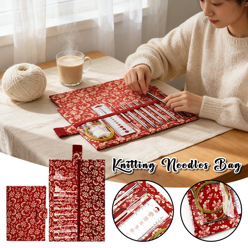 Cotton and Linen Woven Bag Knitting Needles Tool Crochet Hooks Storage Empty Bag Travel Portable Dustproof Organizer