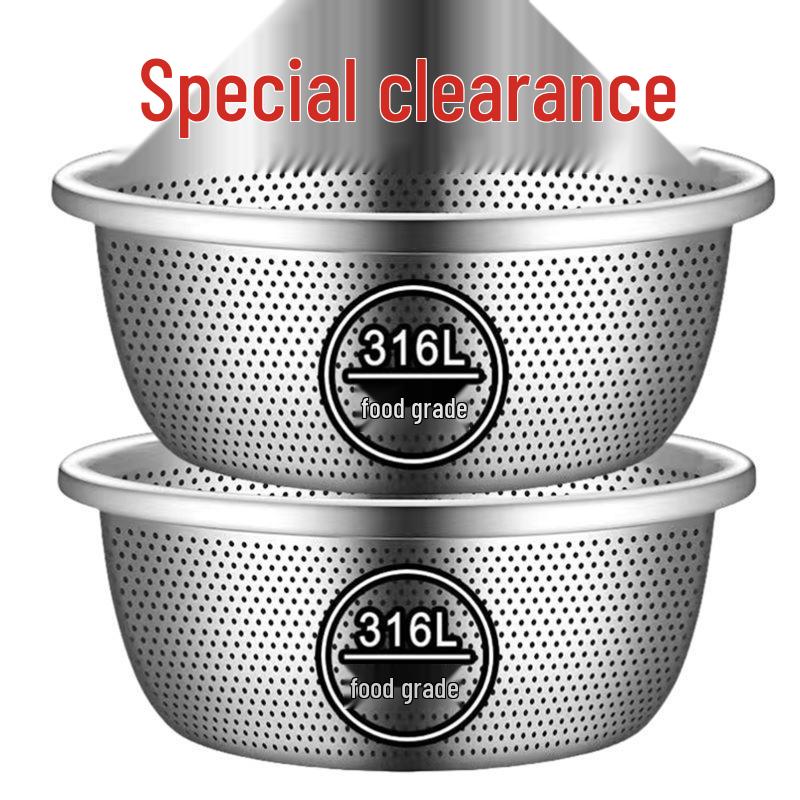 Food-Grade Stainless Steel Mesh Drain Basin for Washing Vegetables and Rice